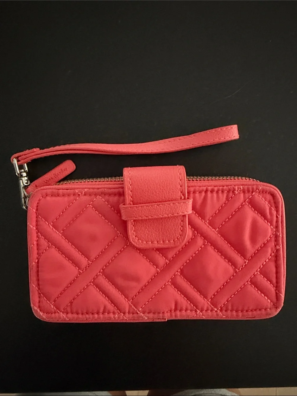 Vera Bradley Coral Quilted Wristlet Card Holder with ID Window